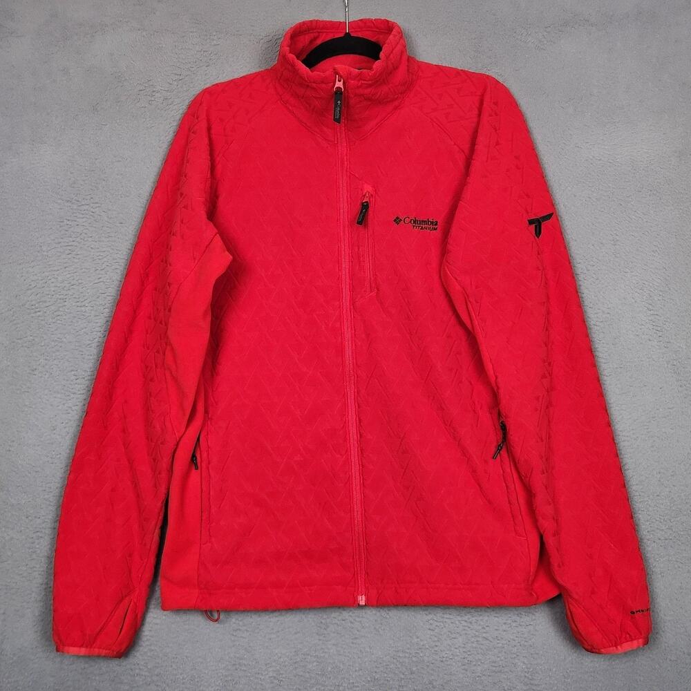 Columbia Titanium Titan Pass Fleece Jacket Mens Large Red Full Zip Hiking